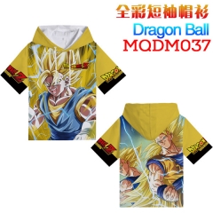 Dragon Ball Z Cosplay Cartoon Print Anime Short Sleeves Hooded T Shirts