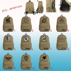 11 Designs Brown New Cartoon School Bag Anime Canvas Backpack