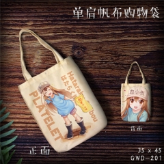 Japanese Cells at Work Cartoon Kawaii Shopping Bag Canvas Single Shoulder Bags