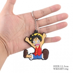 Japanese Cartoon One Piece Luffy Kawaii Soft Plastic Keychain Double Sided Key Chains