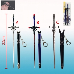 3 Designs Fate Stay Night Cosplay Cartoon Weapon Pendant Anime Keychain