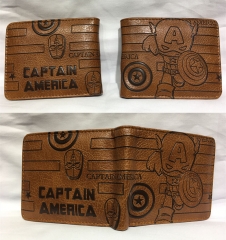 Captain America Cosplay Hot Movie Cartoon PU Anime Wallet Bifold Coin Purse