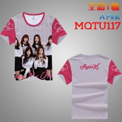 Korean Star A Pink Cosplay Cartoon Print Anime Short Sleeves Style Round Neck Comfortable T Shirts