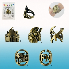 5Styles Fortnite Game Cartoon Marks Ring Jewelry Bronze Cosplay Anime Ring