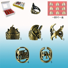 5Styles Fortnite Game Cartoon Marks Ring Jewelry Bronze Cosplay Anime Ring 9Pcs Per Set