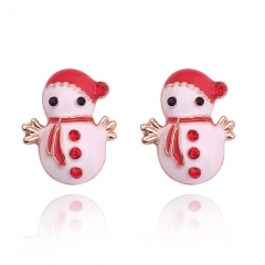 Popular Christmas Gift Girls Kawaii Snowman Earring Red Fancy Earrings 10pair/set