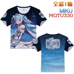 Hatsune Miku Cosplay Game Cartoon Print Anime Short Sleeves Style Round Neck Comfortable T Shirts
