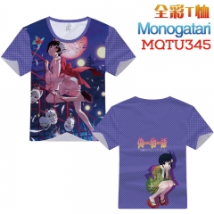Monogatari Cosplay Game Cartoon Print Anime Short Sleeves Style Round Neck Comfortable T Shirts