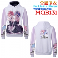 Re:Zero kara Hajimeru Isekai Seikatsu Fashion Cosplay Cartoon Print Anime Sweater Hooded Hoodie