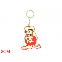 Tales of the Rat Fink Cartoon Key Ring Double Side Soft Plastic Anime Keychain