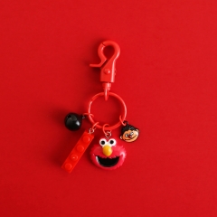 Sesame Street Cartoon Kawaii Key Ring Red Figure Pendant Anime Key Chain