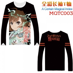Toaru Kagaku no Railgun Cosplay Cartoon Print Anime Long Sleeves Style Round Neck Comfortable T Shirts