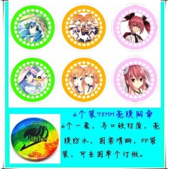Date A Live Cosplay Cartoon One Side Anime Brooch Pin (6pcs/set)