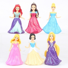 Disney Princess Cartoon Collection Toys Statue Anime PVC Figure (6pcs/set)