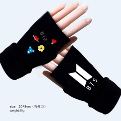 K-POP BTS Bulletproof Boy Scouts Korean Stars Black Half Finger Cosplay Warm Anime Wool Gloves