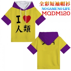 2018 Fashion No Game No Life Cosplay Cartoon Print Anime Short Sleeves Style Round Neck With Hat T Shirts