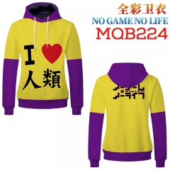 No Game No Life Fashion Cosplay Cartoon Print Anime Sweater Hooded Hoodie