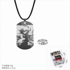 Naruto Cosplay Cartoon Pendant Stainless Steel Anime Necklace+Ring