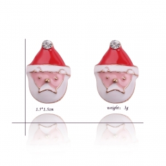 Popular Christmas Santa Claus Gift Girls Kawaii  Antler Crystal Earring Red Fancy Earrings 10Pairs Per Set