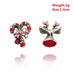 Popular Christmas Bowknot Gift Girls Kawaii  Antler Crystal Earring Red Fancy Earrings 10Pairs Per Set