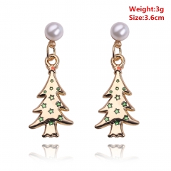 Popular Christmas Tree Gift Girls Kawaii  Antler Crystal Earring Red Fancy Earrings 10Pairs Per Set