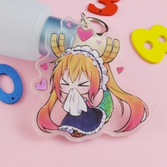 Kobayashi-san Chi no Maid Cosplay Cartoon Cute Keyring Acrylic Anime Keychain