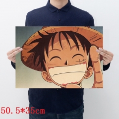 One Piece Luffy Printing Cartoon Placard Home Decoration Retro Kraft Paper Anime Poster