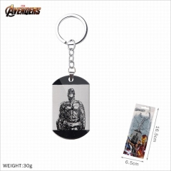 Movie The Avengers Captain America Stainless Steel Military Plate Cosplay Keychain