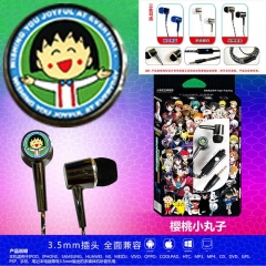 3 Colors Cheapest Chibi Maruko Chan Cosplay Cartoon 3.5mm Plug Anime Earphone