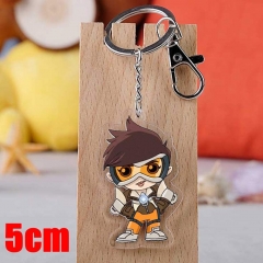 Overwatch Tracer Game Pendant Key Ring Transparent Anime Acrylic Keychain