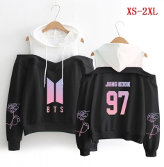 3Colors K-POP BTS Bulletproof Boy Scouts Jung Kook Fashion For Adult Cosplay 3D Print Strapless Shoulder Casual Style Hooded Anime Long Sleeves Hoodie