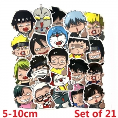 21pcs/set Japanese Manga Cartoon Waterproof Decoration Kawaii Anime PVC Stickers