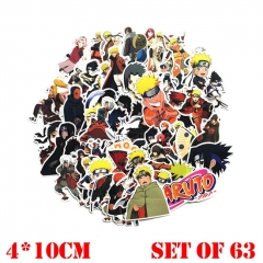63pcs/set Naruto Japanese Manga Cartoon Waterproof  Anime Stickers Set