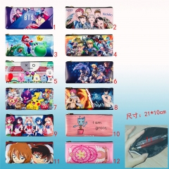 12 Designs Japanese Manga Cartoon Pen Box PU Colorful Anime Pencil Bag