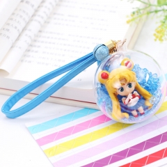Pretty Soldier Sailor Moon Tsukino Usagi Crystal Ball Pendant Key Ring Cartoon Anime Keychain