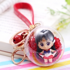 Pretty Soldier Sailor Moon Hino Rei Crystal Ball Pendant Key Ring Cartoon Anime Keychain