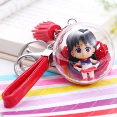 Pretty Soldier Sailor Moon Hino Rei Crystal Ball Pendant Key Ring Cartoon Anime Keychain