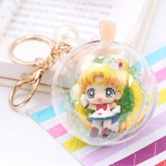 Pretty Soldier Sailor Moon Tsukino Usagi Crystal Ball Pendant Key Ring Cartoon Anime Keychain