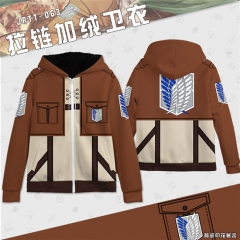 Attack On Titan  Pattern Cartoon Hooded Hoodie Fashion Cosplay Print Anime Sweater Hooded Thick Zipper Hoodie