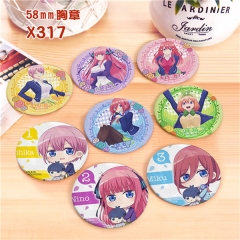 The Quintessential Quintuplets Anime Tinplate Badge Pins ( 8pcs/Set