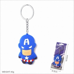 Captain America Movie Cosplay Two Sides Soft Plastic PVC Keychain