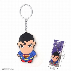 Superman Movie Cosplay Two Sides Soft Plastic PVC Keychain