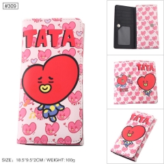 BT21 TATA K-POP BTS Bulletproof Boy Scouts PU Snap Button Color Printing Purse Long Wallet