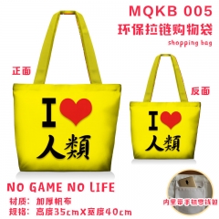 No Game No Life Anime Canvas Zipper Shopping Bag