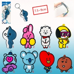 8 Designs K-POP BTS Bulletproof Boy Scouts BT21 Soft Plastic Anime Keychain Pendant