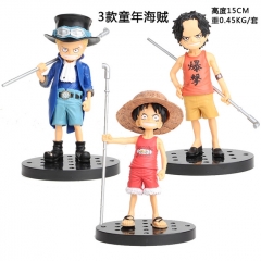 One Piece Luffy/ Ace/ Sabo Childhood Collection Model Toy Anime PVC Figure 15cm  (3pcs/set)