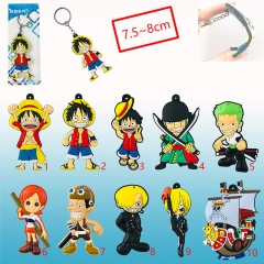 10 Designs One Piece Cartoon Cosplay Soft Plastic Anime Keychain