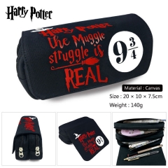 Harry Potter Movie Pen Case Canvas Double Layer Zipper Anime Pencil Bag