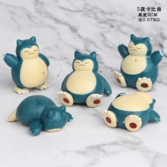 Pokemon Mini Cute Snorlax Collection Model Toy Anime PVC Figure (5pcs/set)