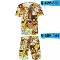 2019 New Arrival Dragon Ball Z Series 3D Printed Short T shirt and Pants ( Set)